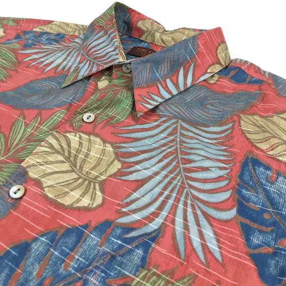 Tori Richard Cotton Lawn Hawaiian Shirt XL Leaves - Picture 3 of 8